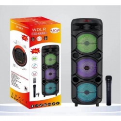 Ασύρματο τριπλό ηχείο Karaoke Partybox Bluetooth, ηχείο subwoofer 25W 3×8.5″ με ασύρματο μικρόφωνο, τηλεχειριστήριο και RGB φωτισμό