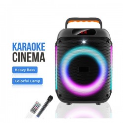 Ασύρματο ηχείο Karaoke Partybox Bluetooth 10W 6,5″ με ασύρματο μικρόφωνο, τηλεχειριστήριο και πολύχρωμο φωτισμό