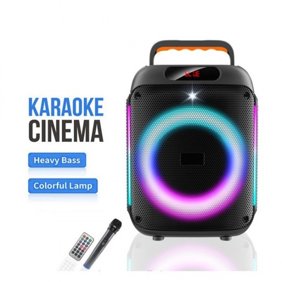 Ασύρματο ηχείο Karaoke Partybox Bluetooth 10W 6,5″ με ασύρματο μικρόφωνο, τηλεχειριστήριο και πολύχρωμο φωτισμό