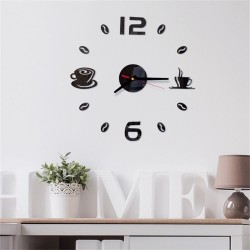 Ρολόι Τοίχου Αυτοκόλλητο 3D DIY 40-50 Coffee Μαύρο