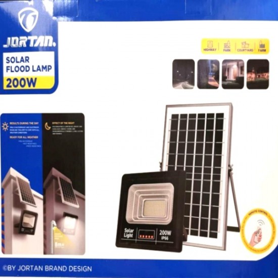 Ηλιακός Προβολέας LED 200W IP66 με πάνελ, Τηλεχειρισμό και Χρονοδιακόπτη