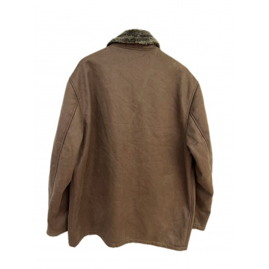 Suede Style Μπουφάν με Γούνινο Γιακά